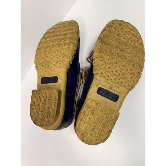 Bean Boots by LL Bean Women's 7 Navy Brown Leather Low Rubber Moc Toe Duck Snow - Picture 7 of 7